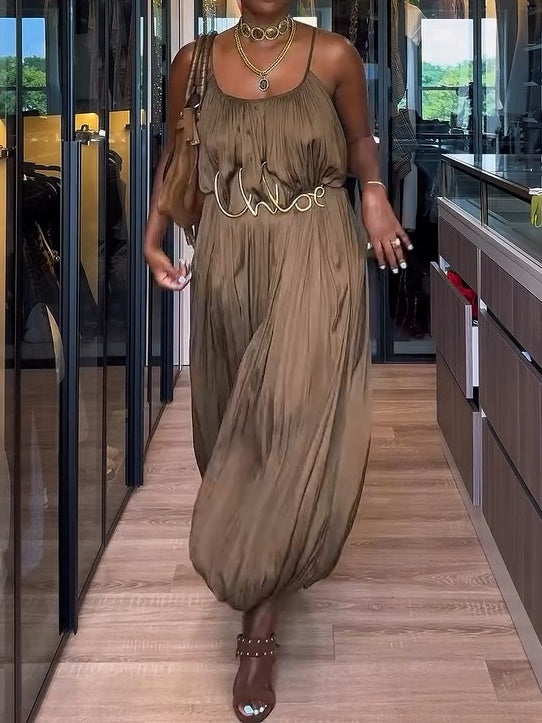 Long Pleated Jumpsuit