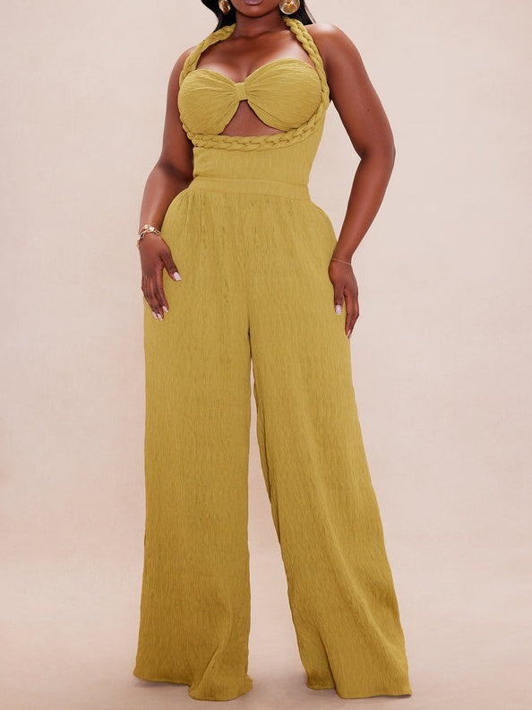 Olive Textured Jumpsuit