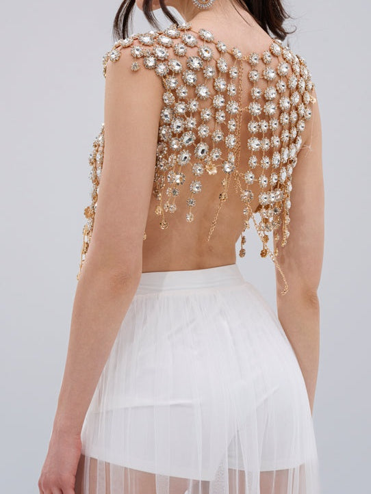Bejeweled Gold Sleeveless Top