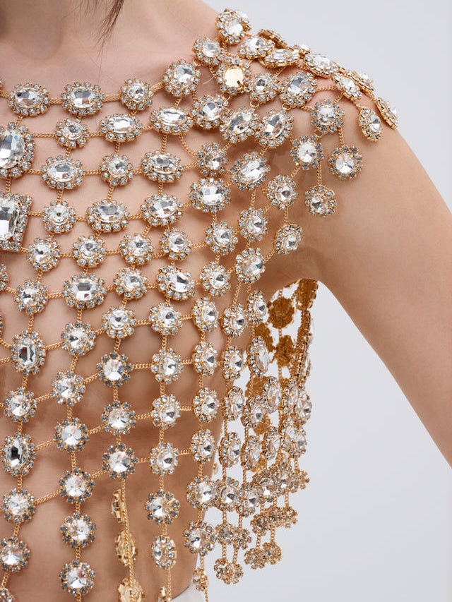 Bejeweled Gold Sleeveless Top