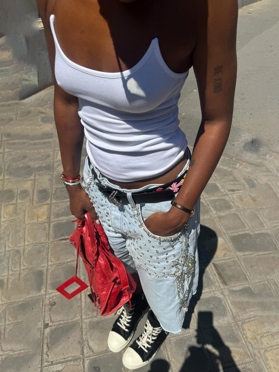 Rhinestone Sparkle Denim Short