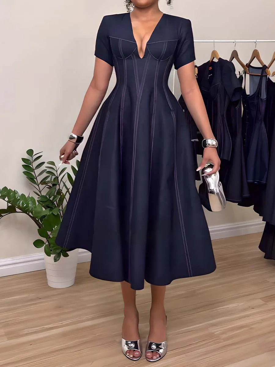 Pleated A-Line Midi Dress