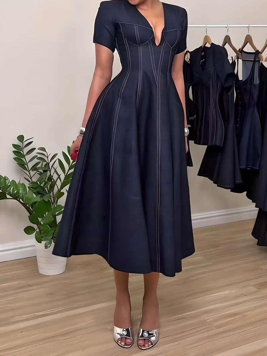 Pleated A-Line Midi Dress