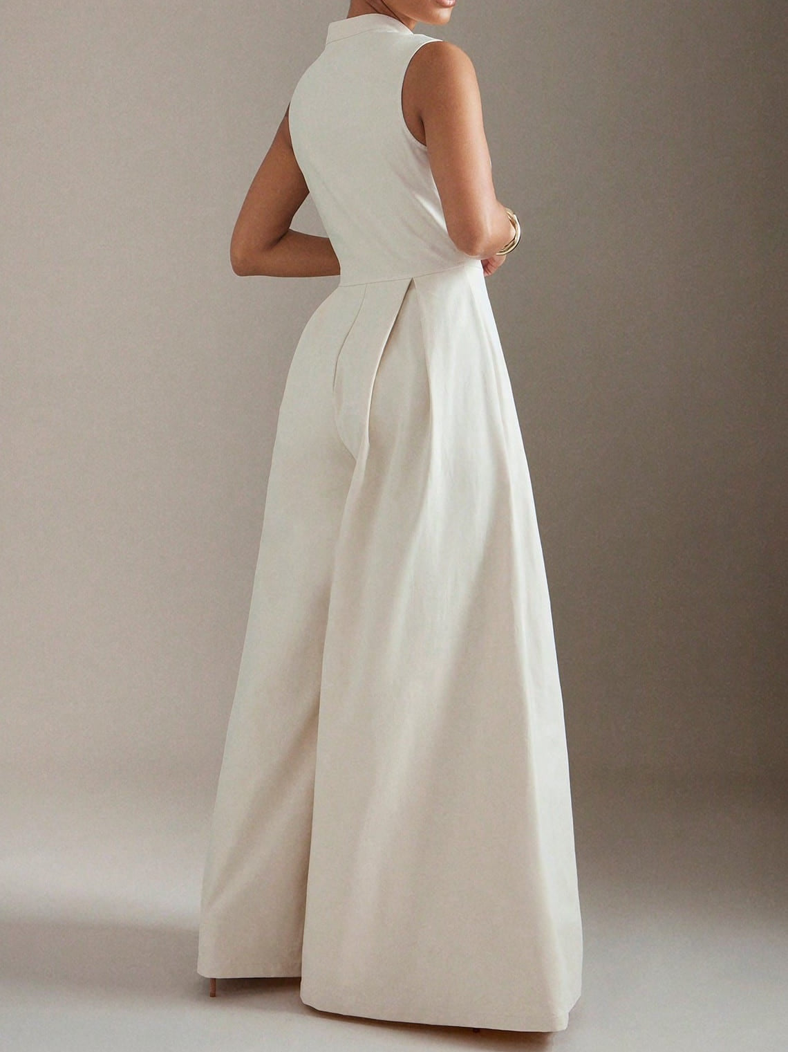 Wide Leg Zip Front Sleeveless Jumpsuit