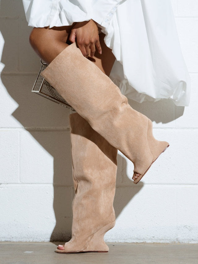 Peep Toe Wedge Boot