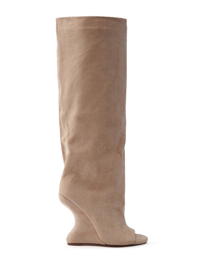Peep Toe Wedge Boot