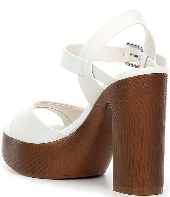 Leather Block Heel Platform Sandals