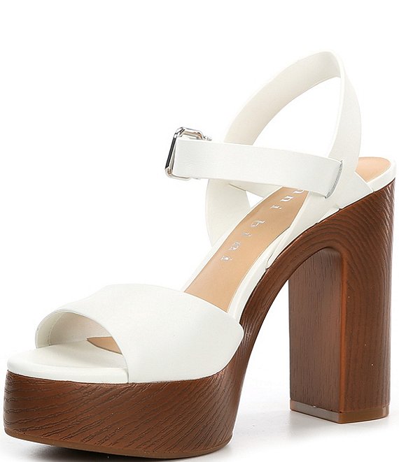 Leather Block Heel Platform Sandals