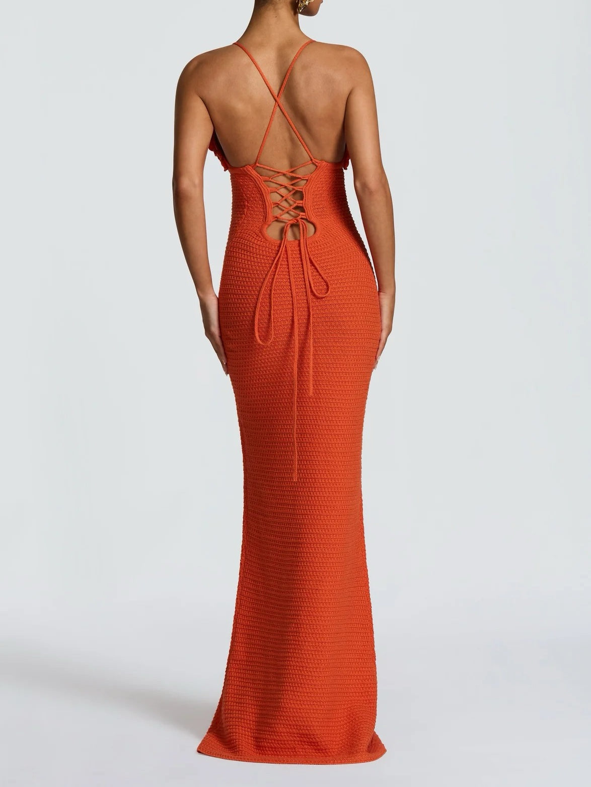 Faux Crochet Knit Maxi Dress