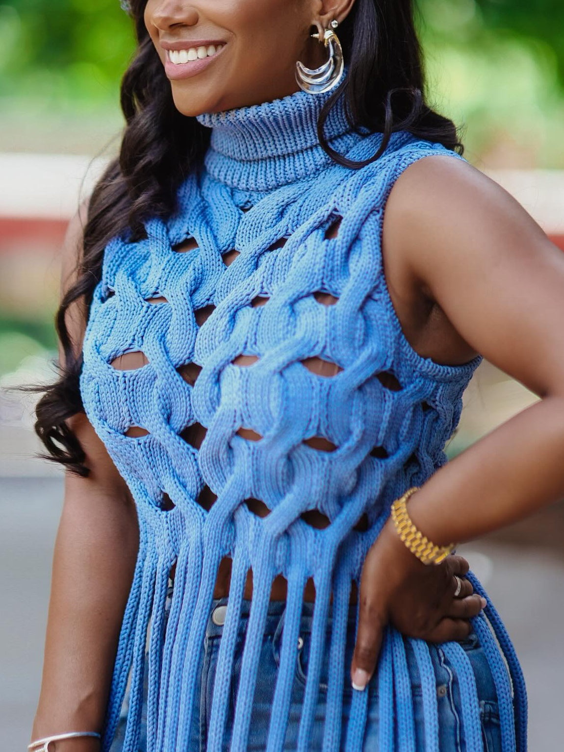 Turtleneck Fringe Sweater