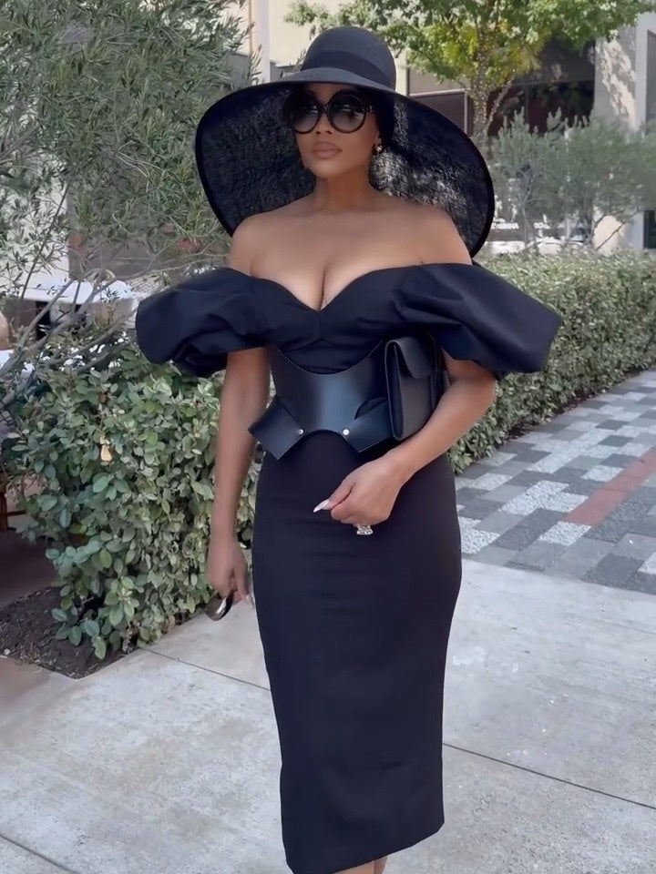 Off-shoulder Ruffled Midi Dress