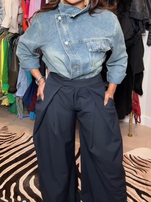 Deconstruct Asymmetric Denim Jacket