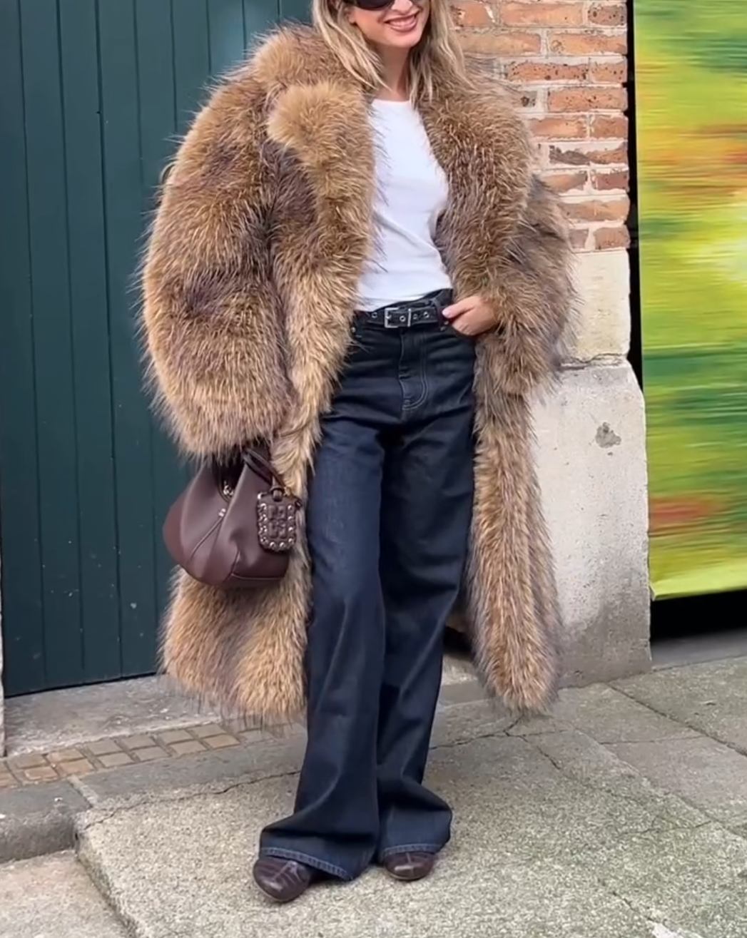 Long Golden Mink Fur Coat