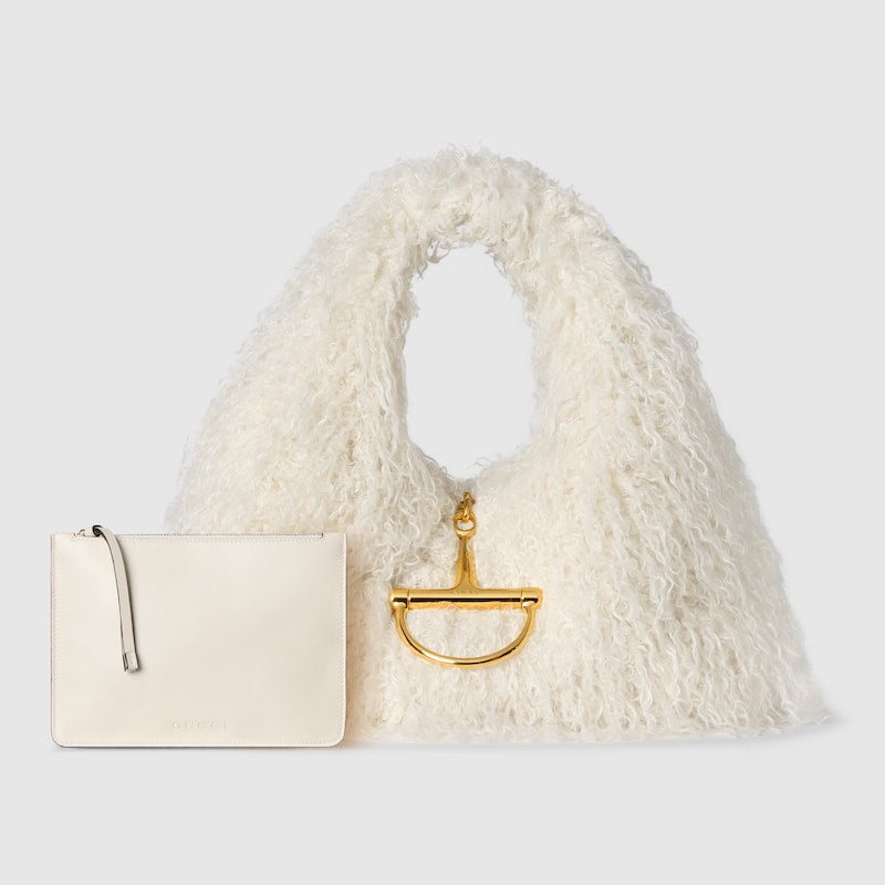 Fur And Hoop Detail Shoulder Bag