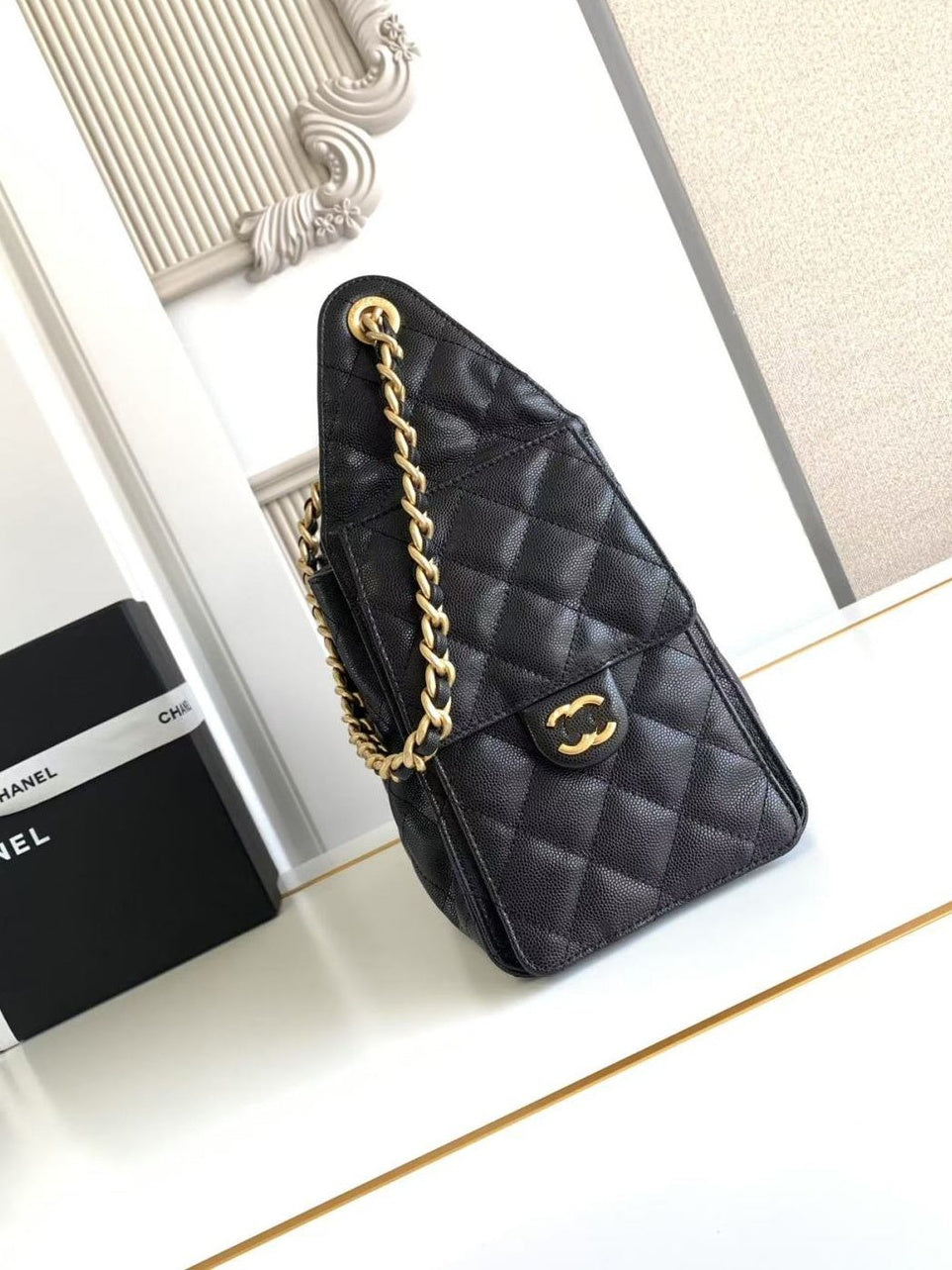 Grained Calfskin & Gold-Tone Metal Bag