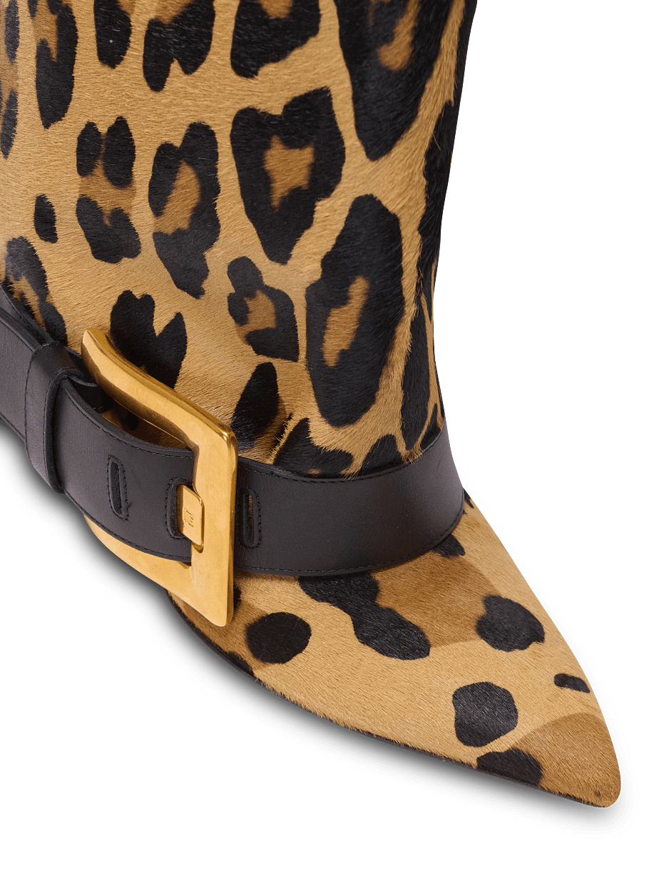 Leopard Print Leather Boots