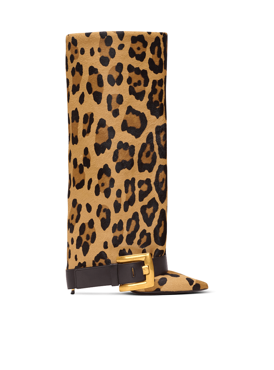 Leopard Print Leather Boots