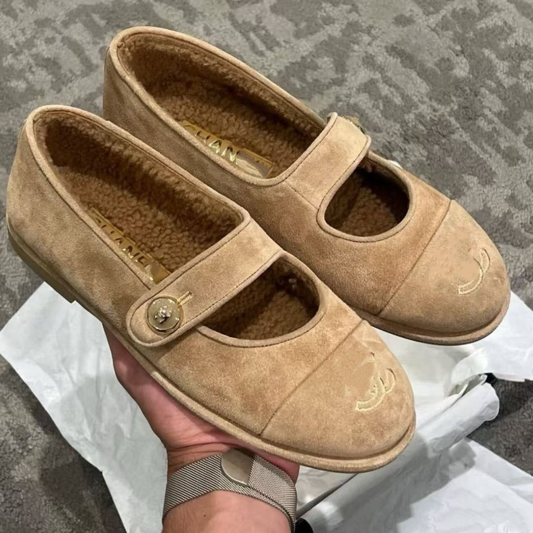 Double-c Shearling Flats