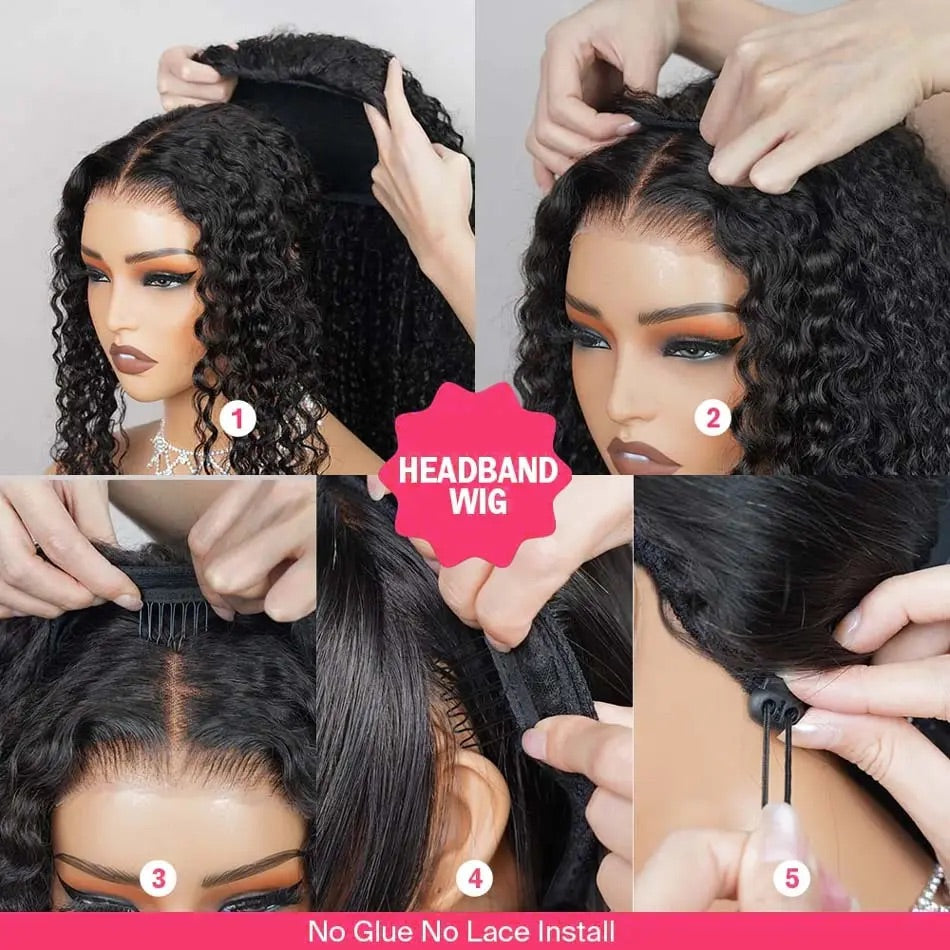 【3 IN 1 HALF WIG】Burmese Curly GLUELESS Invisible Half Wig For Blackwomen Clip In Protective Styles Human Hair