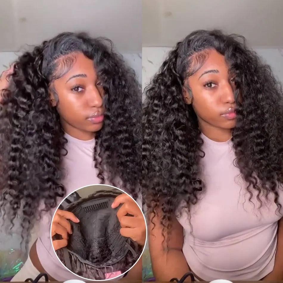 【3 IN 1 HALF WIG】Burmese Curly GLUELESS Invisible Half Wig For Blackwomen Clip In Protective Styles Human Hair
