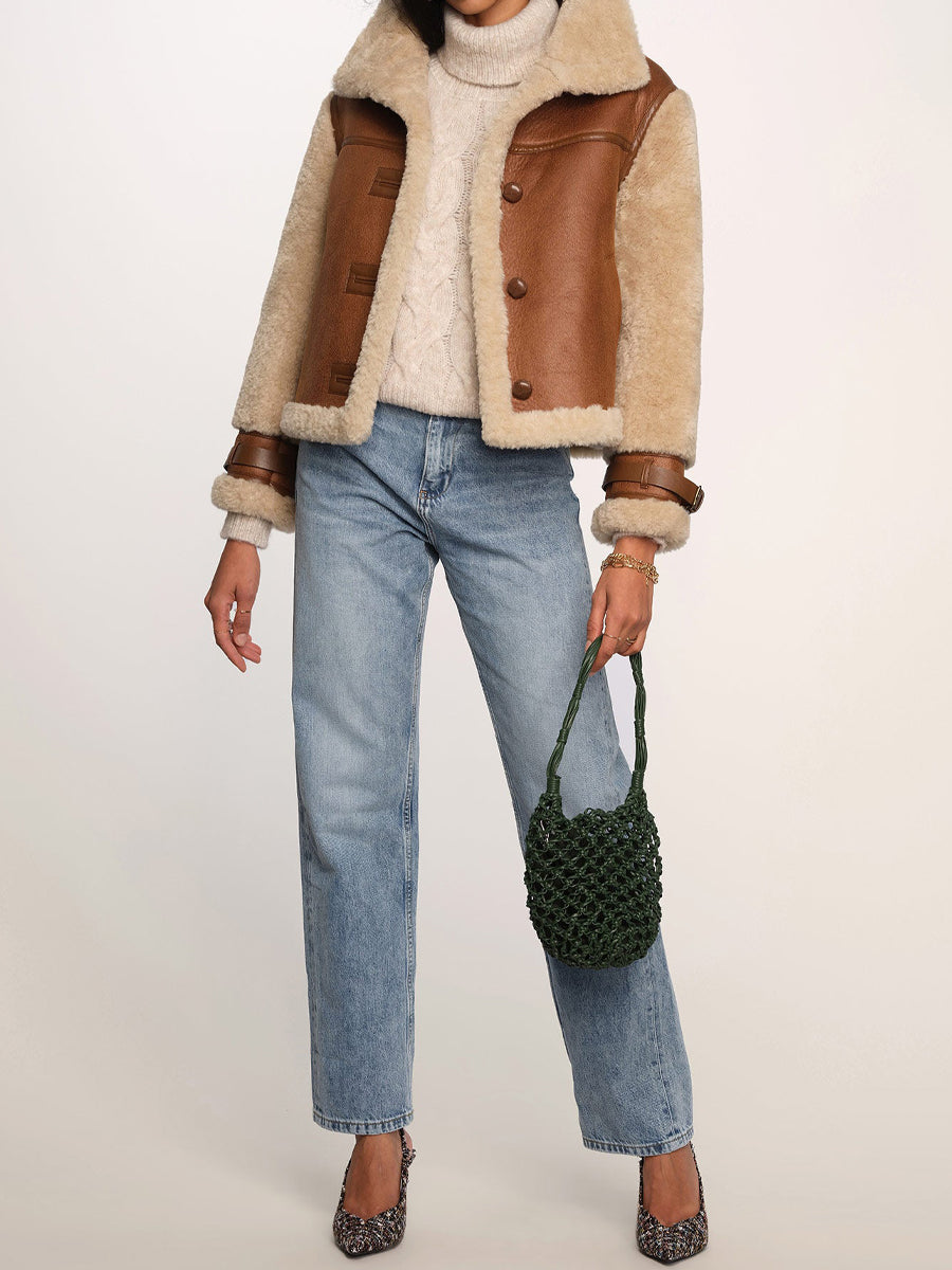 Vintage Faux Leather Oversized Stand Collar Jacket