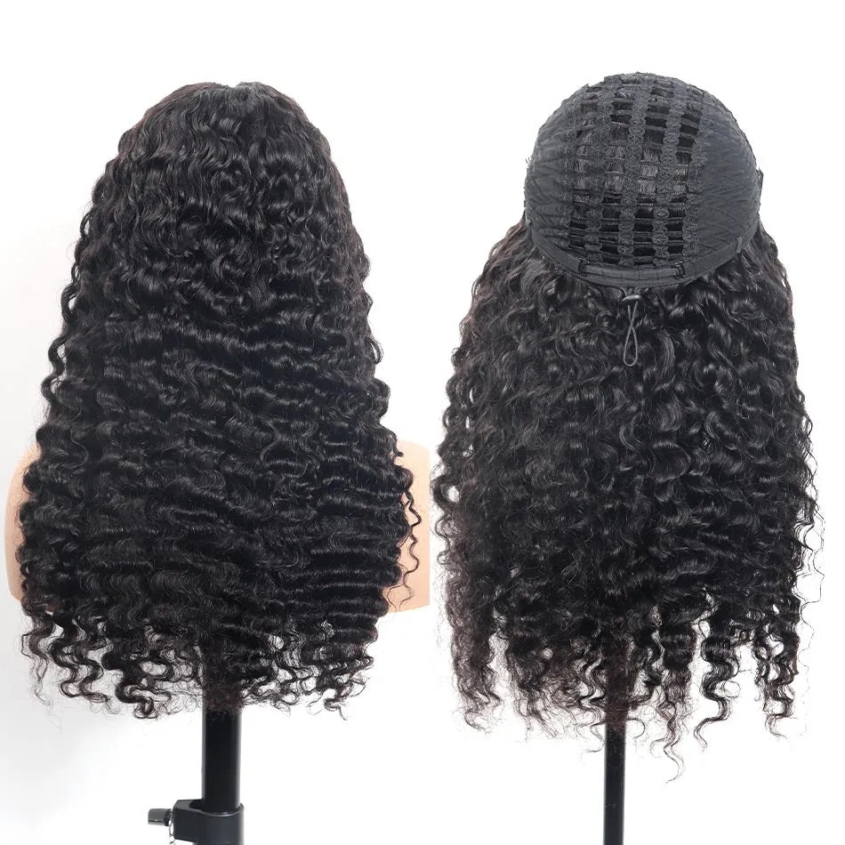 【3 IN 1 HALF WIG】Burmese Curly GLUELESS Invisible Half Wig For Blackwomen Clip In Protective Styles Human Hair