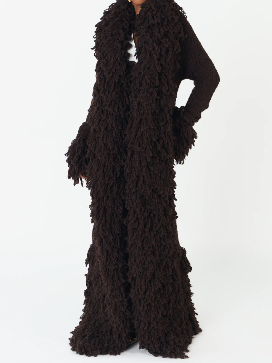Fashion Oversized Fringe Knitted Coat