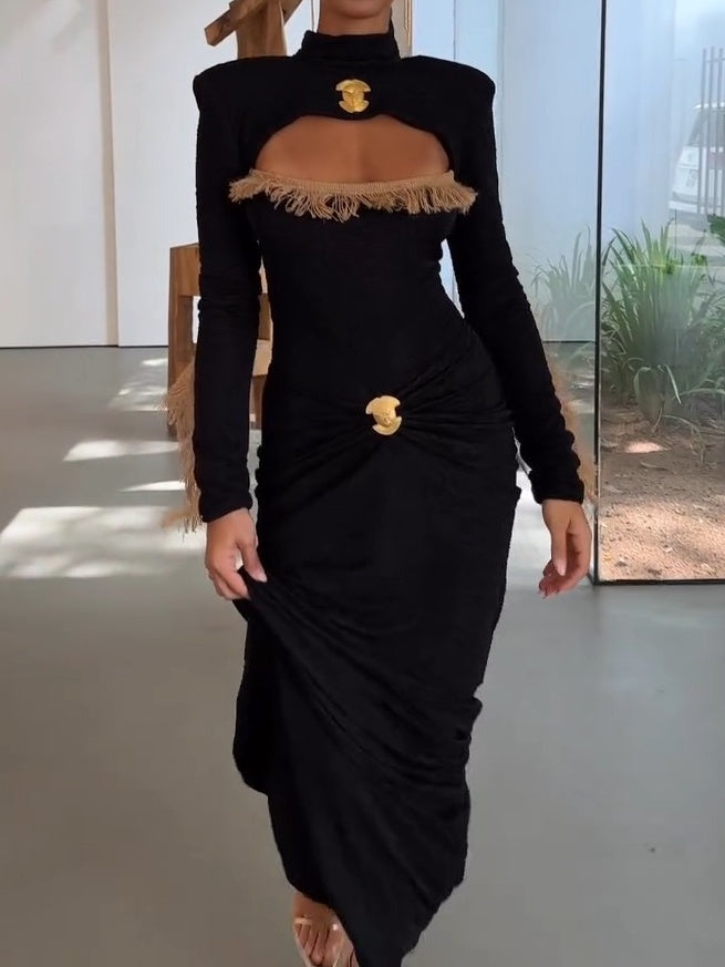 Black Fringe Bodycon Dress