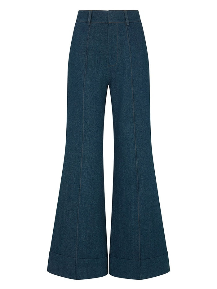 Backless Denim Peplum Two Pieces Set