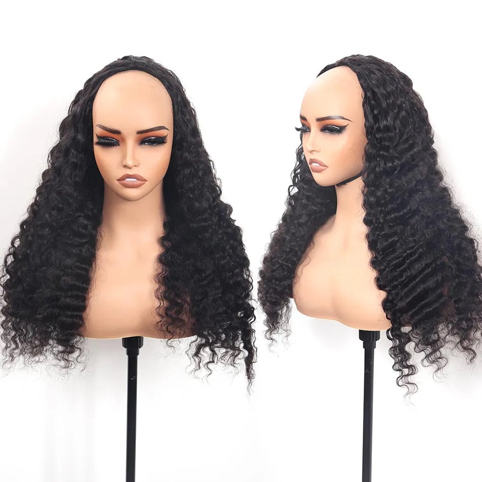 【3 IN 1 HALF WIG】Burmese Curly GLUELESS Invisible Half Wig For Blackwomen Clip In Protective Styles Human Hair