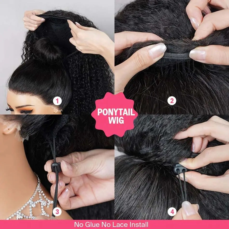 【3 IN 1 HALF WIG】Burmese Curly GLUELESS Invisible Half Wig For Blackwomen Clip In Protective Styles Human Hair