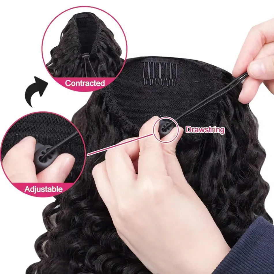 【3 IN 1 HALF WIG】Burmese Curly GLUELESS Invisible Half Wig For Blackwomen Clip In Protective Styles Human Hair