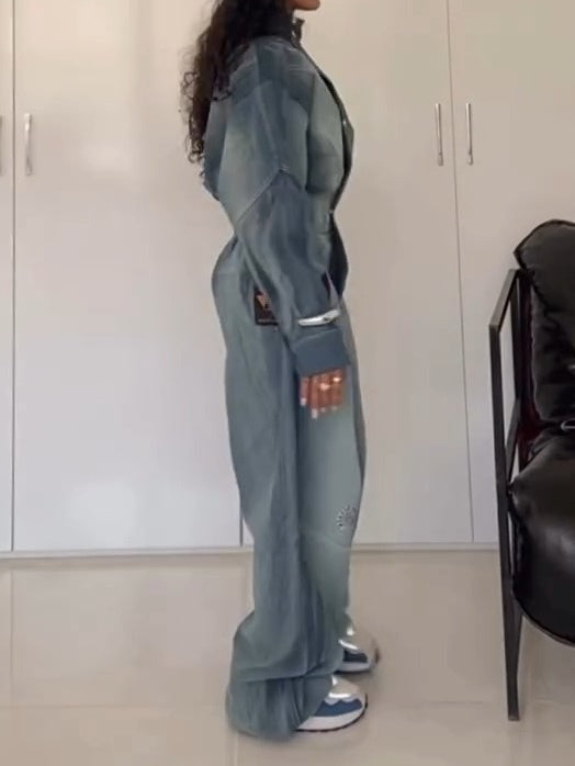 Casual Loose Niche Denim Jumpsuit