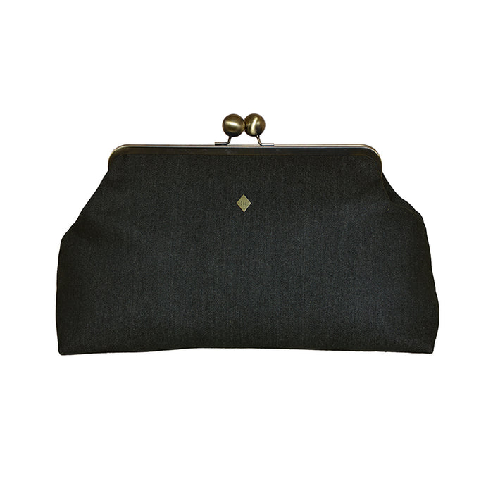 Classic Kiss-lock Closure Adorned Denim Bag