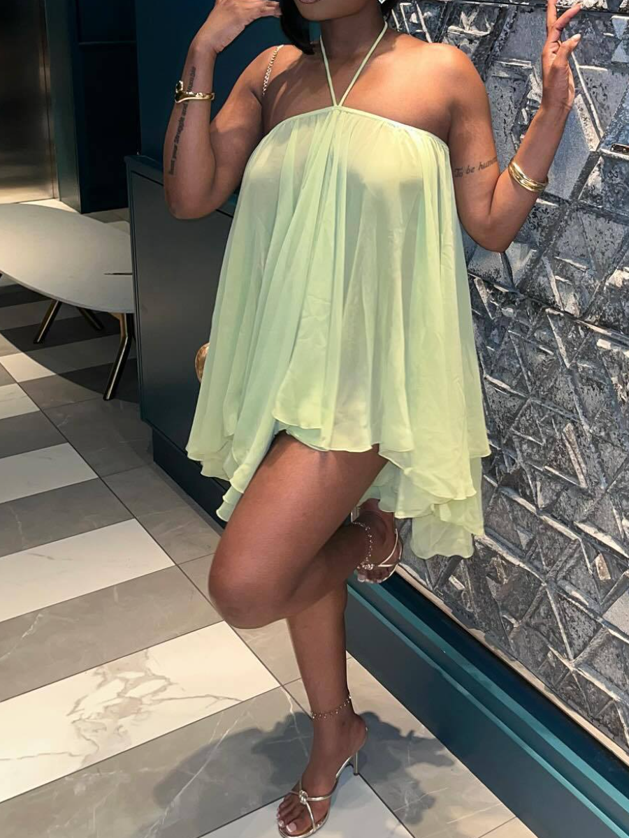 Sexy Halter Neck Loose Mini Dress