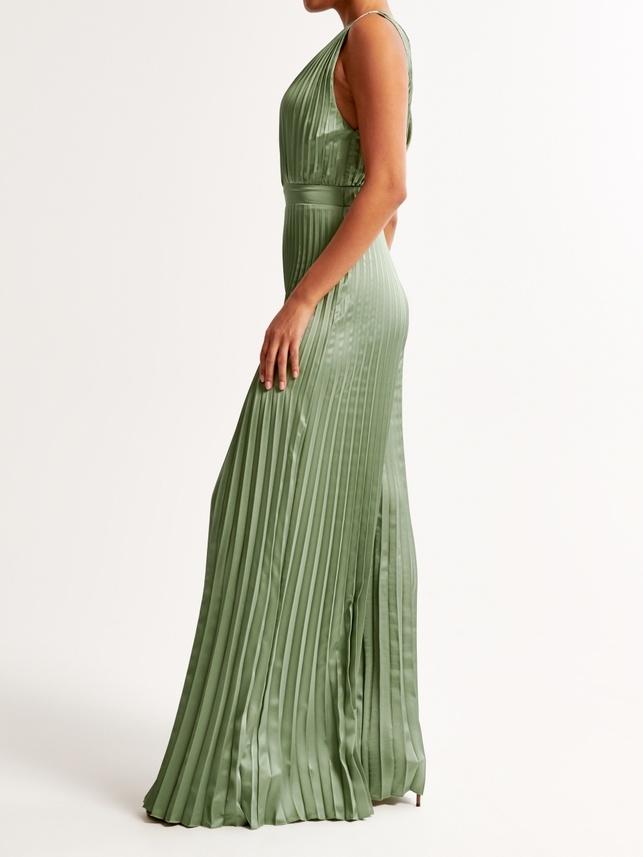 Sleeveless Waist Cutout Pleated Jumpsuit
