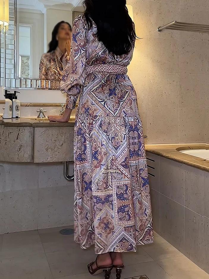 Paisley-Print Linen Shirt Dress