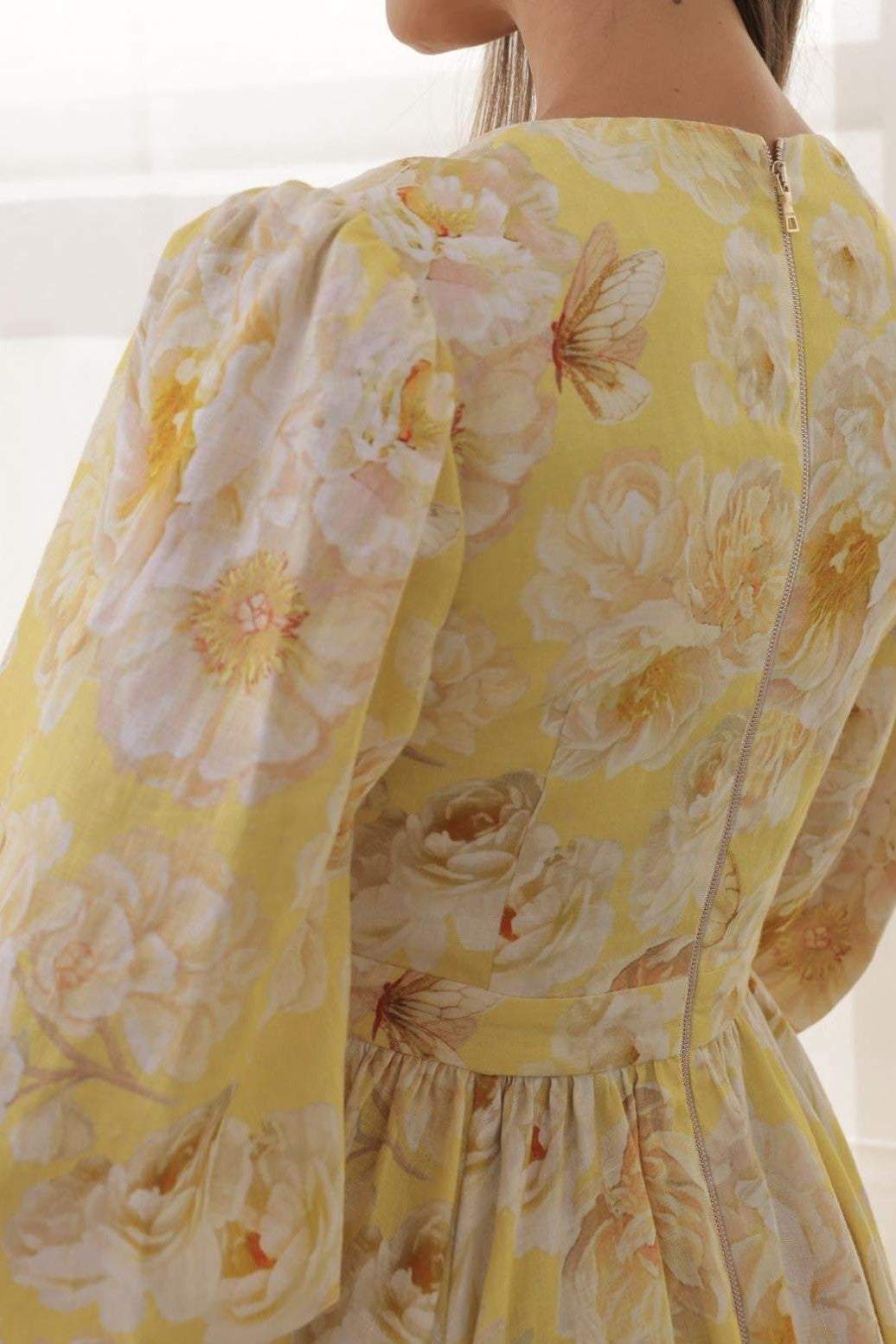 Floral V-Neck Long Sleeve Maxi Dress