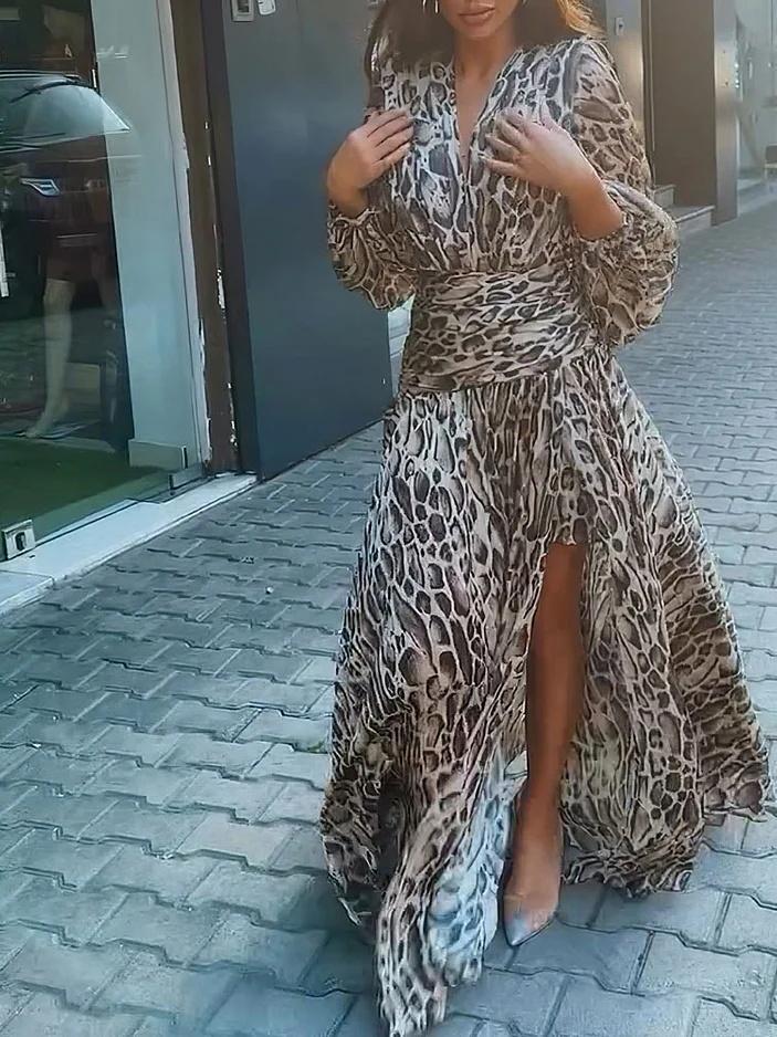 Chiffon Leopard-Print Flying Dress