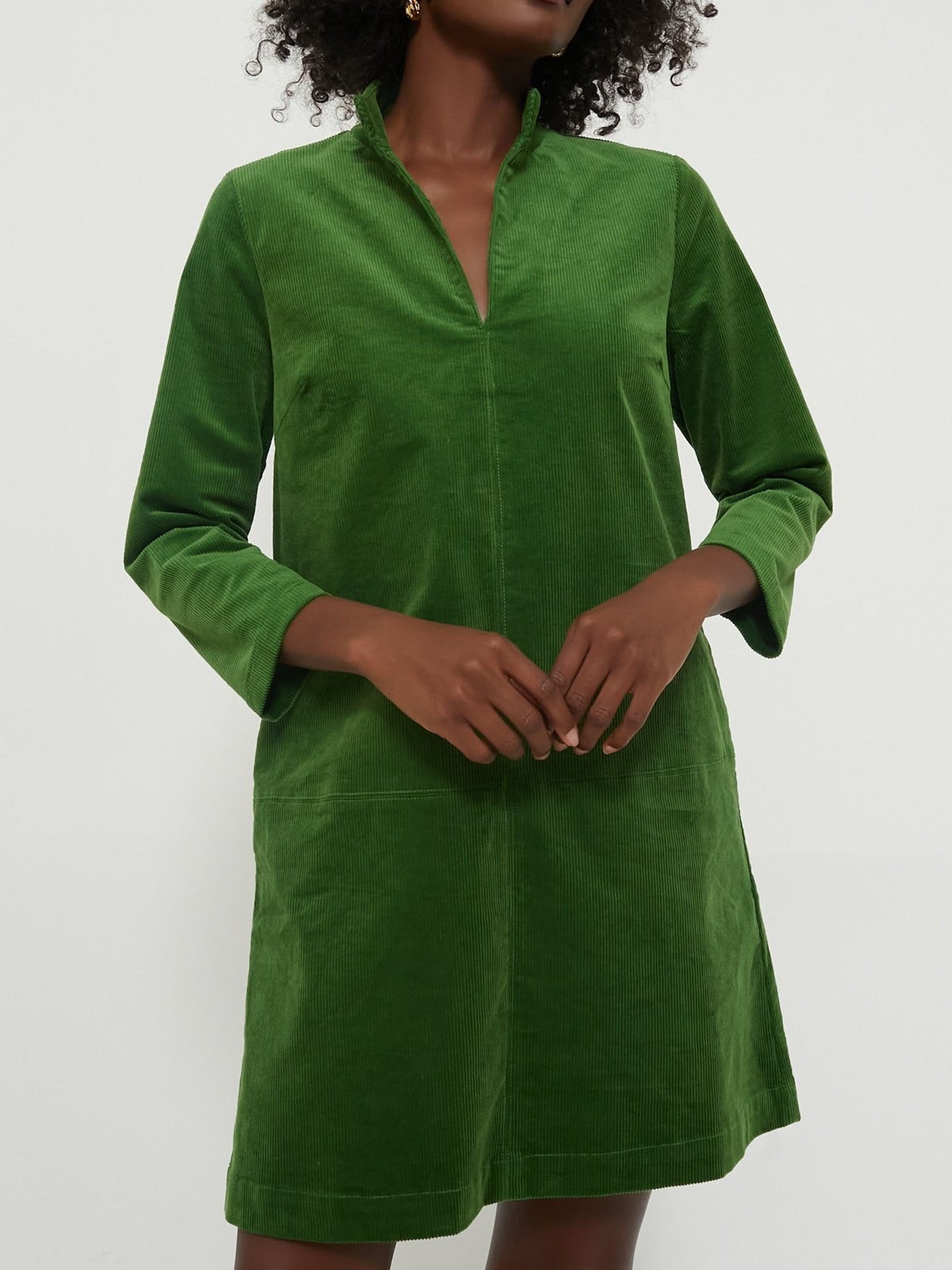 Green Corduroy Mini Dress