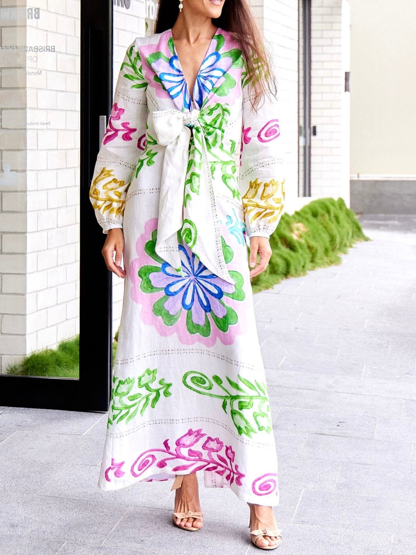 (ON SALE🔥)White Printed Maxi Dress