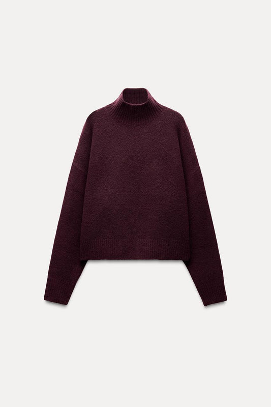 Base Knit Soft Sweater And Satin Effect Midi Dress