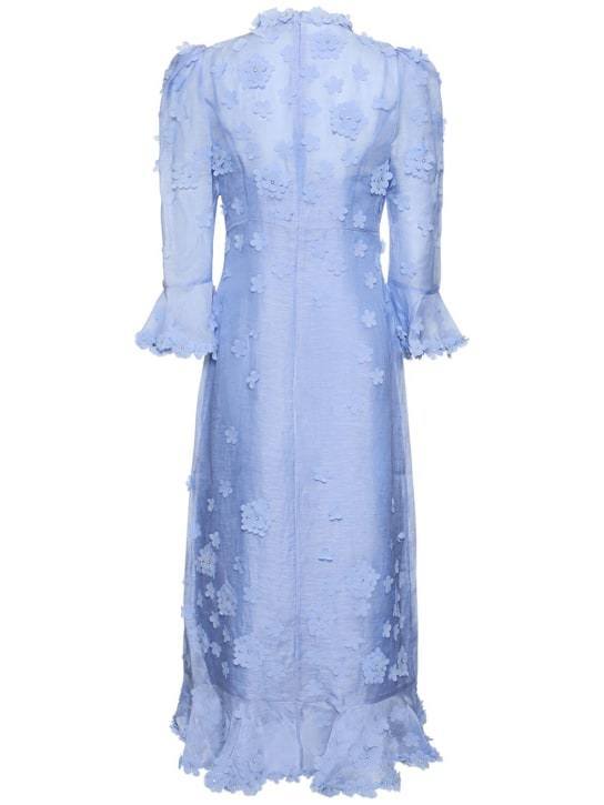 3D Flowers Tulle Midi Dress