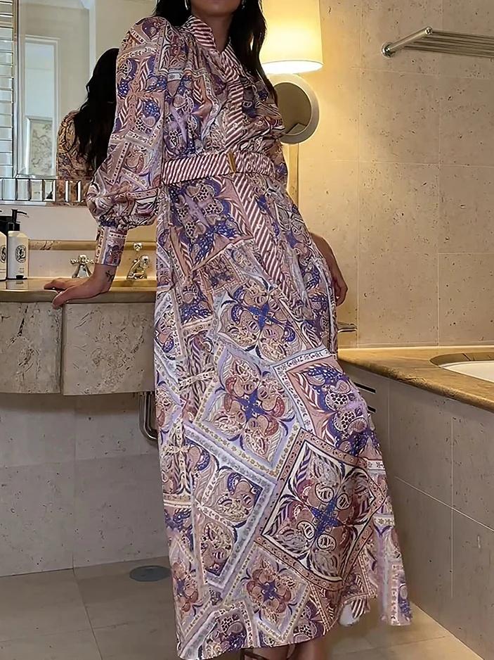 Paisley-Print Linen Shirt Dress