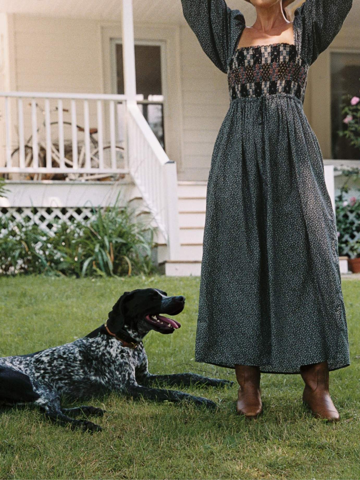 Shirred Bodice Peasant Dress