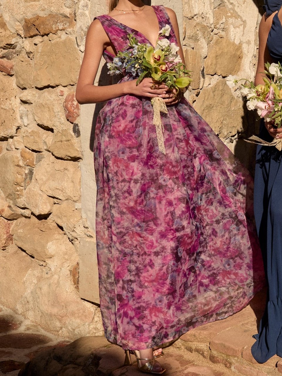 Romance Floral Print Organza Maxi Dress