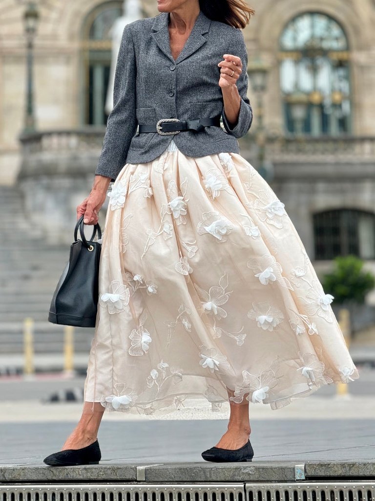 3D Flower White Skirt