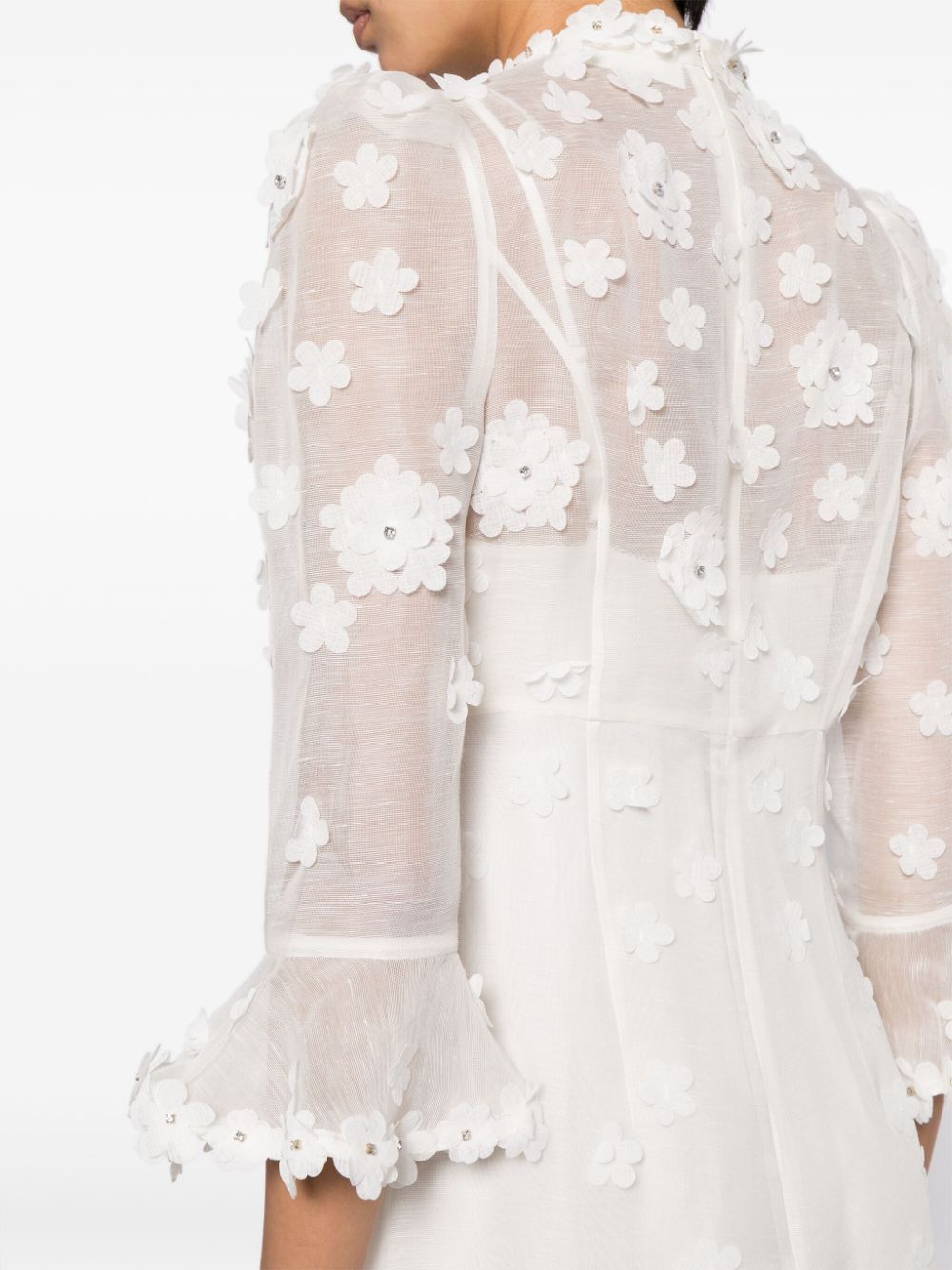 3D Flowers Tulle Midi Dress