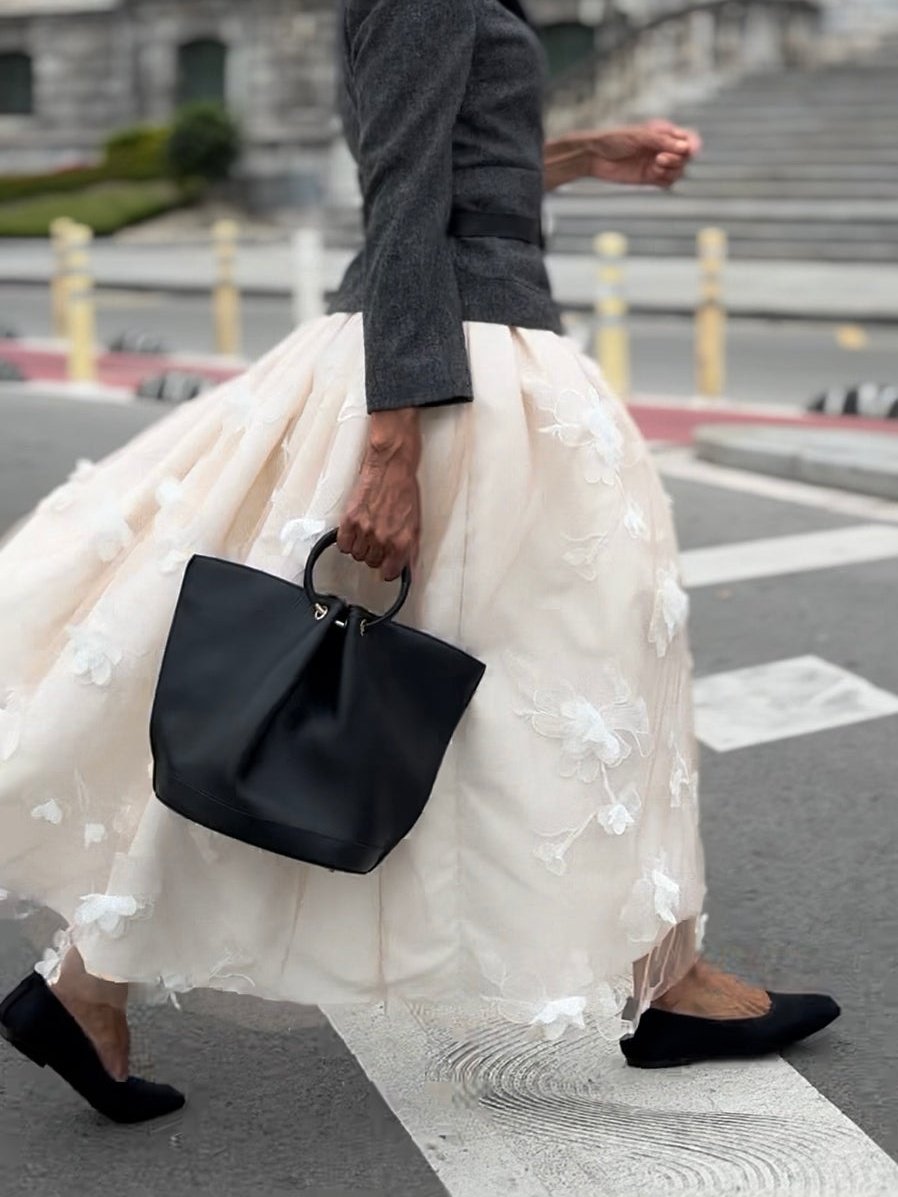 3D Flower White Skirt