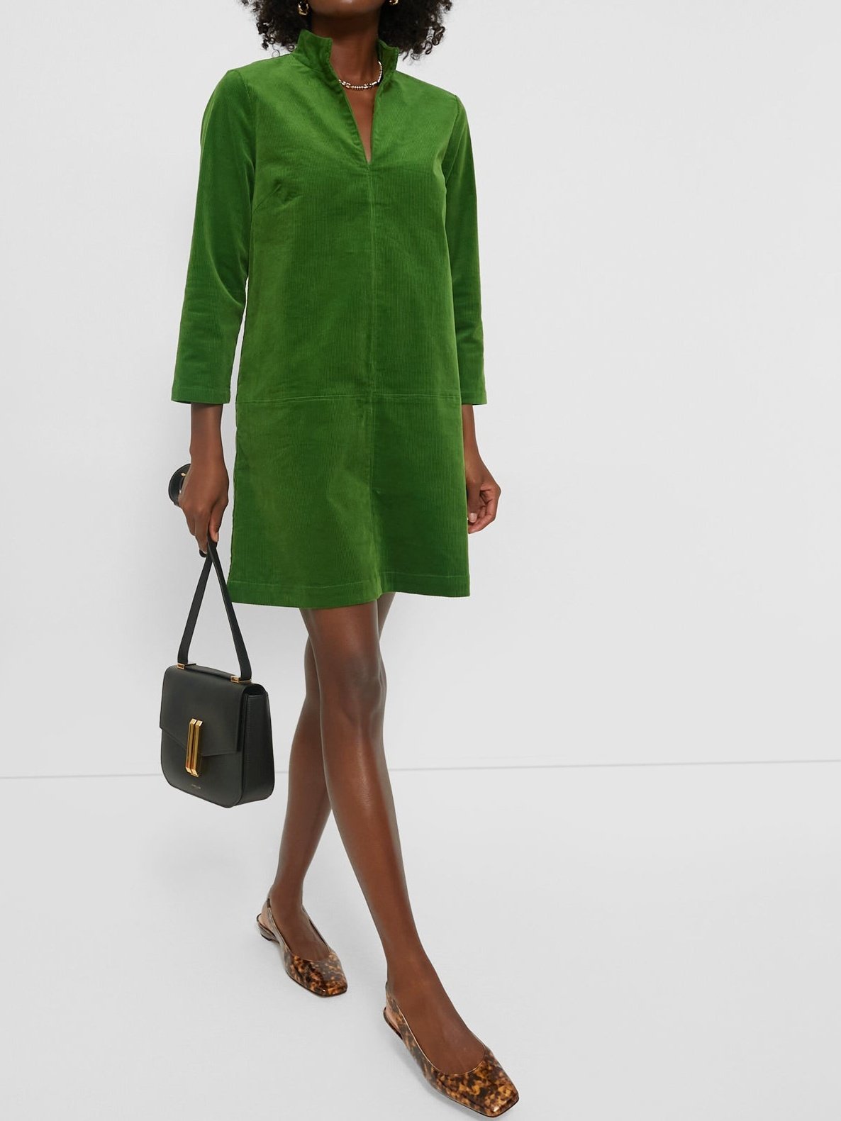 Green Corduroy Mini Dress
